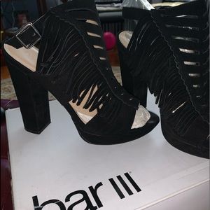 Suede Fringe Platform Sandal